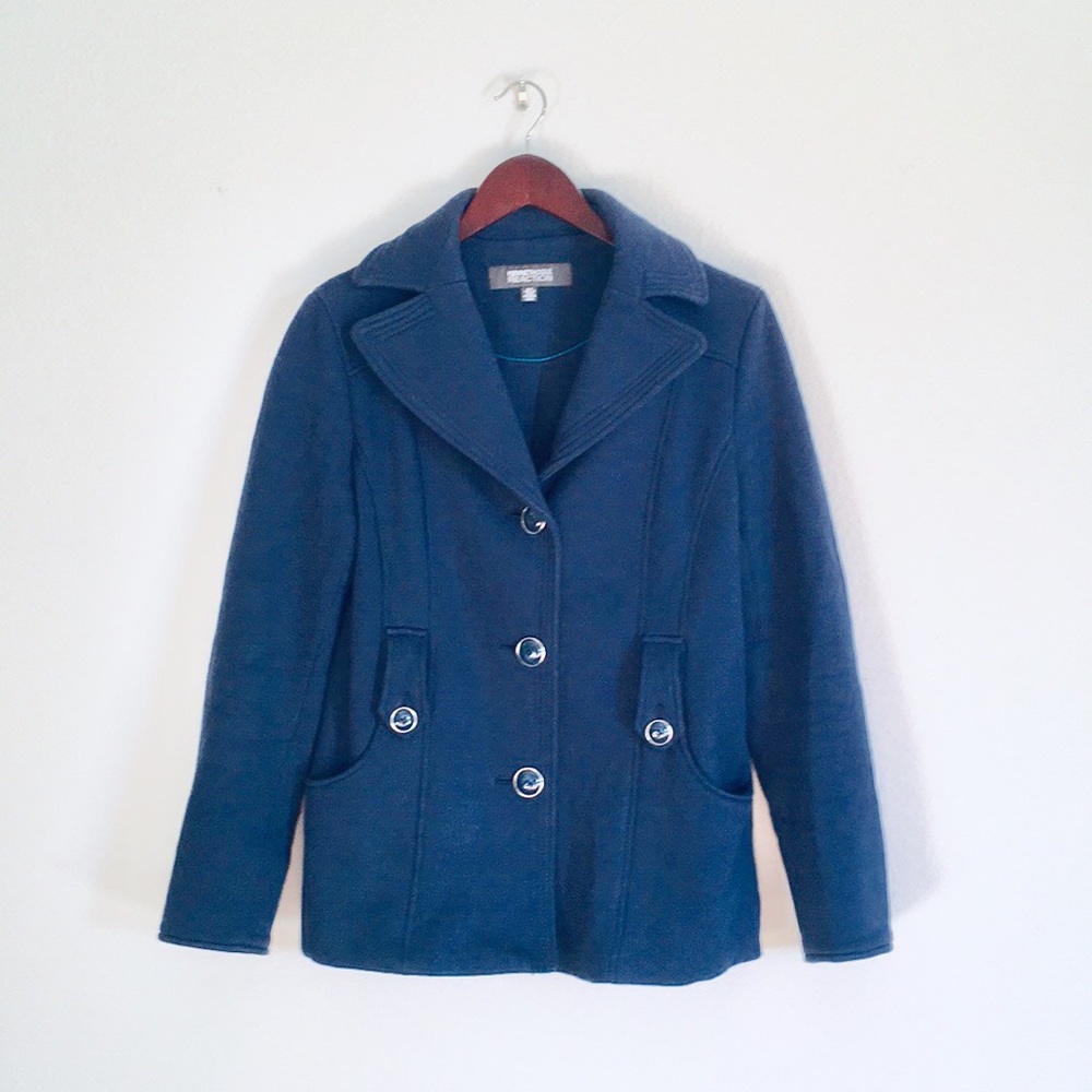 Kenneth Cole Reaction Blue Belted Jacket Small